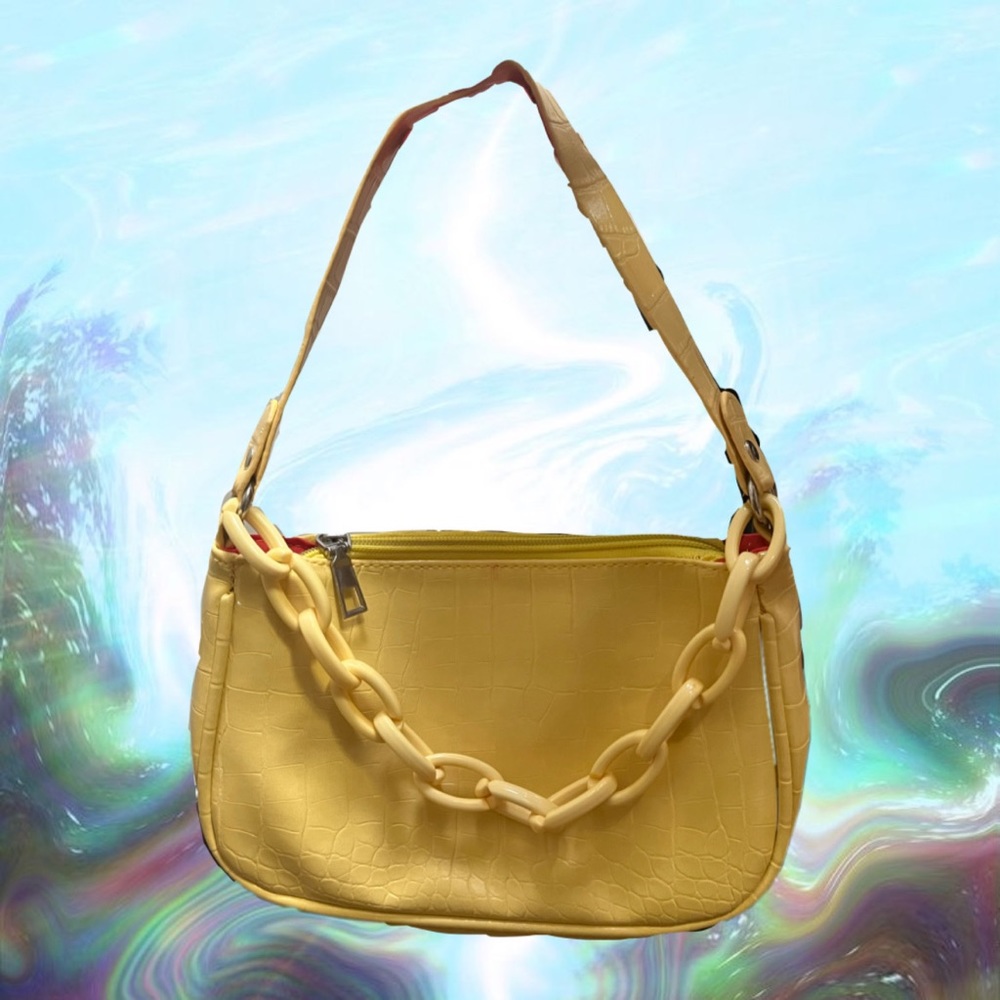 Pastel Yellow Crocodile Handbag